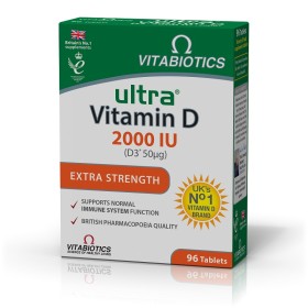 Vitabiotics Ultra D 2000iu Extra Strength Συμπλήρωμα με Βιταμίνη D για Ενίσχυση Οστών , Μυών & Ανοσοποιητικού 96 Ταμπλέτες