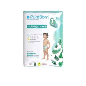 Pureborn Training Unisex Pants Πάνες Βρακάκι Ημέρας Υψηλής Απορροφητικότητας για Άνεση & Ευελιξία με Σχέδιο Φύλλων No7 (>17kg) 16 Τεμάχια