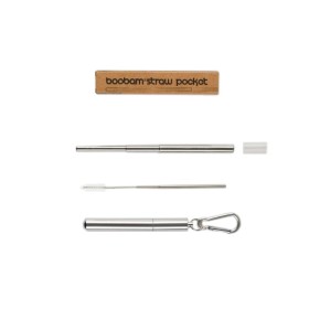 Boobam Straw Pocket Silver Μεταλλικό Καλαμάκι