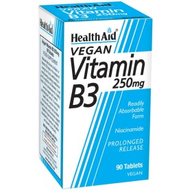 HEALTH AID Vitamin B3 (Niacin) 250mg  Συμπλήρωμα με Βιταμίνη Β3 για το Νευρικό Σύστημα 90 Ταμπλέτες