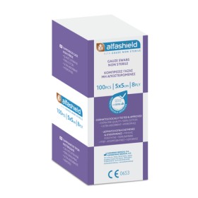 Alfashield Alfa-Gauze μη Αποστειρωμένες Γάζες 8ply 5x5cm 100 Τεμάχια