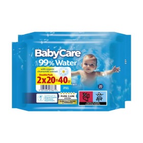 Babycare 99% Water Wipes Mωρομάντηλα 2x20 Τεμάχια [Travel Pack]