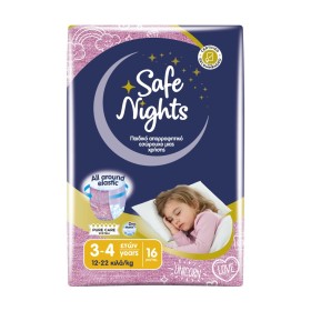 Babylino Safe Nights Kids Night Girl (12-22kg) Παιδικό Απορροφητικό Εσώρουχο Νυκτός μίας Χρήσης για Κορίτσι 3-4 Ετών 16 Τεμάχια Babylino Safe Nights Kids Night Girl (12-22kg) Παιδικό Απορροφητικό Εσώρουχο Νυκτός μίας Χρήσης για Κορίτσι 3-4 Ετών 16 Τεμάχια