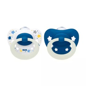 Nuk Signature Night Πιπίλα Μπλε & Άσπρο Αστέρι 0-6m 2 Τεμάχια [ 10.175.270 ]