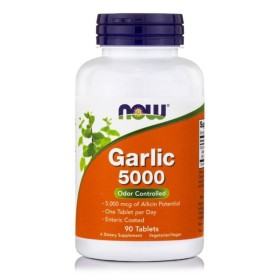 NOW Garlic 5000 Odor Controlled Odorless Garlic Supplement for Blood Pressure & Cholesterol 90 Tablets