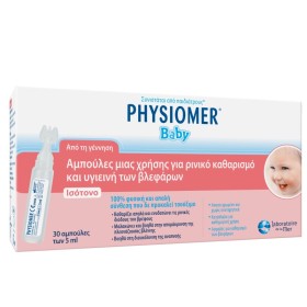 PHYSIOMER Baby Sterile Saline Ampoules for Nasal Congestion 30 x 5ml