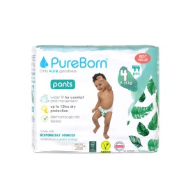 Pureborn Training Unisex Pants Πάνες Βρακάκι Ημέρας Υψηλής Απορροφητικότητας για Άνεση & Ευελιξία με Σχέδιο Φύλλων No4 (9-15kg) 44 Τεμάχια