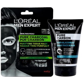 LOREAL MEN EXPERT Promo Pure Carbon Scrub Απολέπισης Προσώπου 100ml & Tissue Mask Ανδρική Υφασμάτινη Μάσκα 30g