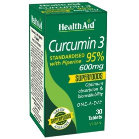 HEALTH AID Curcumin 3 600mg με Κουρκουμίνη & Πιπερίνη 30 Ταμπλέτες