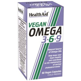HEALTH AID Vegan Omega 3-6-9 Nutritional Supplement for Brain, Vision, Cholesterol & Heart Function 60 Capsules