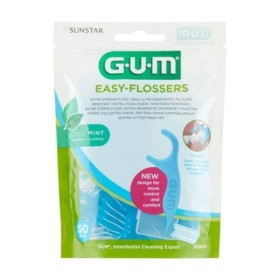 GUM 890 Easy Flossers Waxed Dental Floss with Handle Mint Flavor Color Blue 50 Pieces