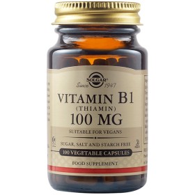 SOLGAR Vitamin B1 (Thiamin) 100mg για την Υγεία του Νευρικού Συστήματος & των Μυών & της Καρδιάς 100 Φυτικές Κάψουλες