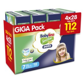 Babylino Sensitive Cotton Soft Pants Unisex No7 Πάνες Βρακάκι Extra Large Plus 15-25kg 112 Τεμάχια [ Monthly Pack ]