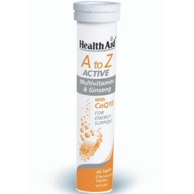 HEALTH AID A to Z Active Multivitamins With Q10 Multivitamins with Ginseng & Q10 20 Effervescent Tablets