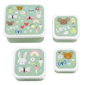 A Little Lovely Company Promo Lunch & Snack Box Love Δοχεία Φαγητού 4 Τεμάχια