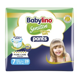 BABYLINO Sensitive Pants Cotton Soft Unisex No.7 Extra Large Plus 15-25kg Baby Diaper-Pants 28 Pieces