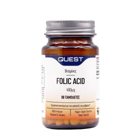 QUEST Folic Acid 400mg  Συμπλήρωμα με Φυλλικό Οξύ για την Ανάπτυξη του Μητρικού Ιστού στην Εγκυμοσύνη 90 Tαμπλέτες