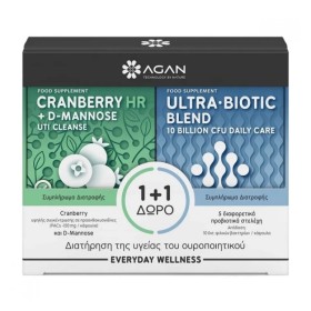 AGAN Promo Cranberry plus D-Mannose UTI Cleanse 30 Φυτικές Κάψουλες & Ultra-Biotic Blend 15 Φυτικές Κάψουλες 2 Τεμάχια