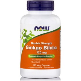 NOW Ginkgo Biloba 120mg Συμπλήρωμα για τη Σωστή Λειτουργία του Εγκεφάλου 100 Φυτικές Κάψουλες
