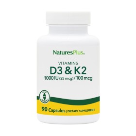 NATURES PLUS Vitamin D3 & Vitamin K2 for Vision & Immune System Enhancement 90 Herbal Capsules