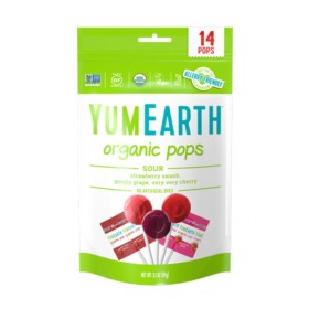 YUMEARTH Organic Fruit Lollipops Cherry & Sour Apple & Grape 14 Pieces