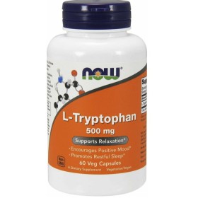 NOW L Tryptophan 500mg Τρυπτοφάνη & Αμινοξέα Συμπλήρωμα για τη Ρύθμιση του Ύπνου & της Διάθεσης  60 Φυτικές Κάψουλες