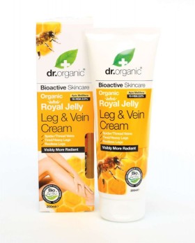 Dr. ORGANIC Royal Jelly Leg & Vein Cream with Royal Jelly that Strengthens Veins for Tired Legs 200ml