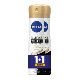 NIVEA Promo Deo Black & White Silk Smooth Spray Γυναικείο Αποσμητικό 2x150ml [1+1 Δώρο]