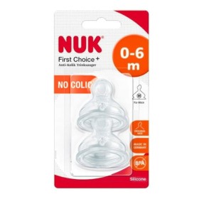 Nuk First Choice+ Medium Θηλή Σιλικόνης κατά των Κολικών 0-6m Μέγεθος 2 2 Τεμάχια