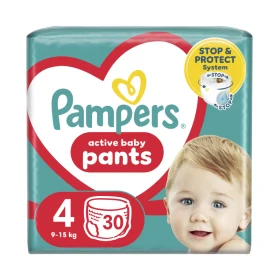 Pampers Active Baby Pants Μέγεθος 4 (9kg-15kg) Πάνες Βρακάκι 30 Τεμάχια