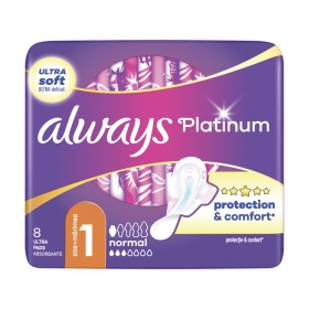 Always Platinum Normal σερβιέτες με Φτερά για Κανονική Ροή Μέγεθος 1 8 Τεμάχια