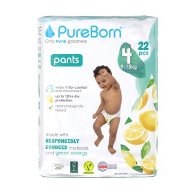 PUREBORN Training Unisex Pants Πάνες Βρακάκι Ημέρας Υψηλής Απορροφητικότητας για Άνεση & Ευελιξία με Σχέδιο Λεμονιών No4 (9-15kg) 22 Τεμάχια