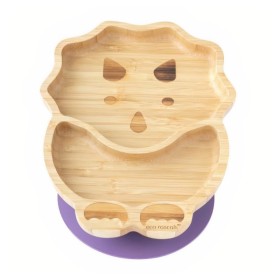 Eco Rascals Bamboo Dinosaur Suction Plate Two Sections Πιάτο με Χωρίσματα & Σιλικόνη Μωβ 1 Τεμάχιο