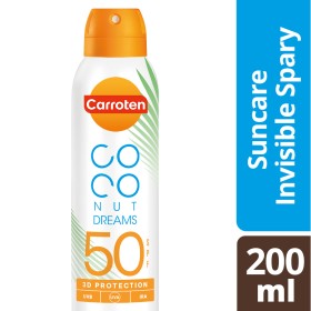 Carroten Coconut Dreams Spf50 Διάφανο Αντηλιακό Σώματος σε Spray 200ml Carroten Coconut Dreams Spf50 Διάφανο Αντηλιακό Σώματος σε Spray 200ml