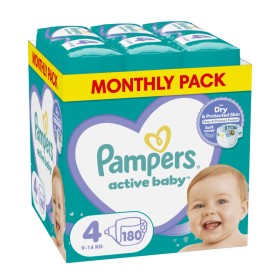 Pampers Active Baby Μέγεθος 4 (9-14kg) Βρεφικές Πάνες 180 Τεμάχια [Monthly Pack]