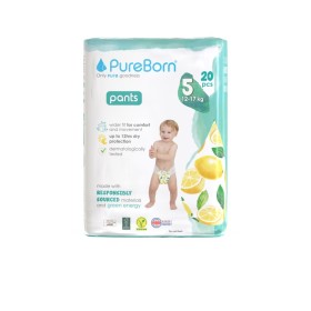 Pureborn Training Unisex Pants Πάνες Βρακάκι Ημέρας Υψηλής Απορροφητικότητας για Άνεση & Ευελιξία με Σχέδιο Λεμονιών No5 (12-17kg) 20 Τεμάχια