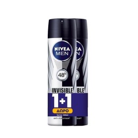 NIVEA Men Promo Invisible Black & White Original Spray Αποσμητικό 48ωρης Προστασίας 2x150ml [1+1 Δώρο]