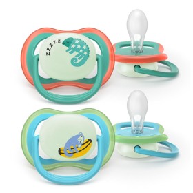 Philips Avent Ultra Air Ορθοδοντική Πιπίλα Νυκτός 6-18m για Αγόρι 2 Τεμάχια [SCF376/28]