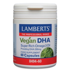 LAMBERTS Vegan DHA 250mg για την Φυσιολογική Λειτουργία του Εγκεφάλου & της Όρασης 60 Κάψουλες