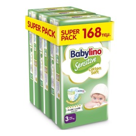 Babylino Sensitive Cotton Soft No3 Βρεφικές Πάνες Midi 4-9 Kg 3x56 Τεμάχια [Super Pack]