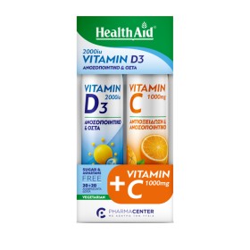 Health Aid Promo Vitamin D3 2000iu & Vitamin C1000mg με Γεύση Πορτοκάλι 20x20 Αναβράζουσες Ταμπλέτες Health Aid Promo Vitamin D3 2000iu & Vitamin C1000mg με Γεύση Πορτοκάλι 20x20 Αναβράζουσες Ταμπλέτες