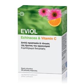 EVIOL Echinacea & Vitamin C Συμπλήρωμα με Βιταμίνη C & Εχινάκεια για το Ανοσοποιητικό 30 Μαλακές Κάψουλες