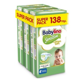 Babylino Sensitive Cotton Soft No4+ Βρεφικές Πάνες Maxi Plus 10-15 Kg 3x46 Τεμάχια [Super Pack]