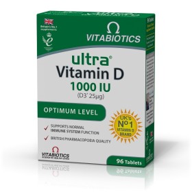 VITABIOTICS Ultra D3 1000 IU Supplement with Vitamin D for Strengthening Muscles, Bones & Immune System 96 Tablets