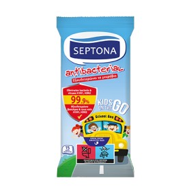 Septona Αντιβακτηριδιακά Μαντηλάκια Kαθαρισμού Χεριών Kids On The Go 15 Τεμάχια