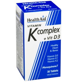 HEALTH AID Vitamin K Complex + Vit D3 Συμπλήρωμα Βιταμινών για Πήξη του Αίματος 30 Κάψουλες