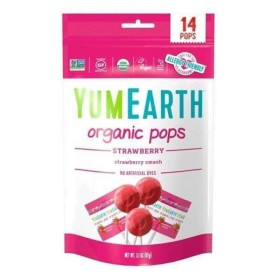 YUMEARTH Organic Lollipops Strawberry Lollipops with Strawberry Flavor 14 Pieces