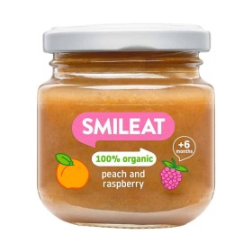 Smileat Organic Κρέμα Φρούτων με Ροδάκινο & Raspberry από 6m+ 130g Smileat Organic Κρέμα Φρούτων με Ροδάκινο & Raspberry από 6m+ 130g