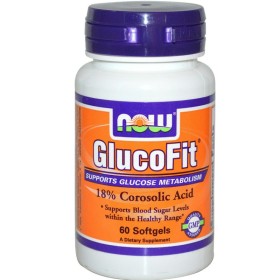 NOW Glucofit 18% Corosolic Acid Συμπλήρωμα για Υγιή Επίπεδα Σακχάρου στο Αίμα & για το Μεταβολισμό 60 Μαλακές Κάψουλες
