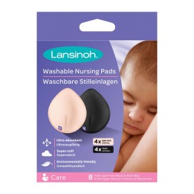 LANSINOH Washable Breast Pads Pink & Black 8 Pieces